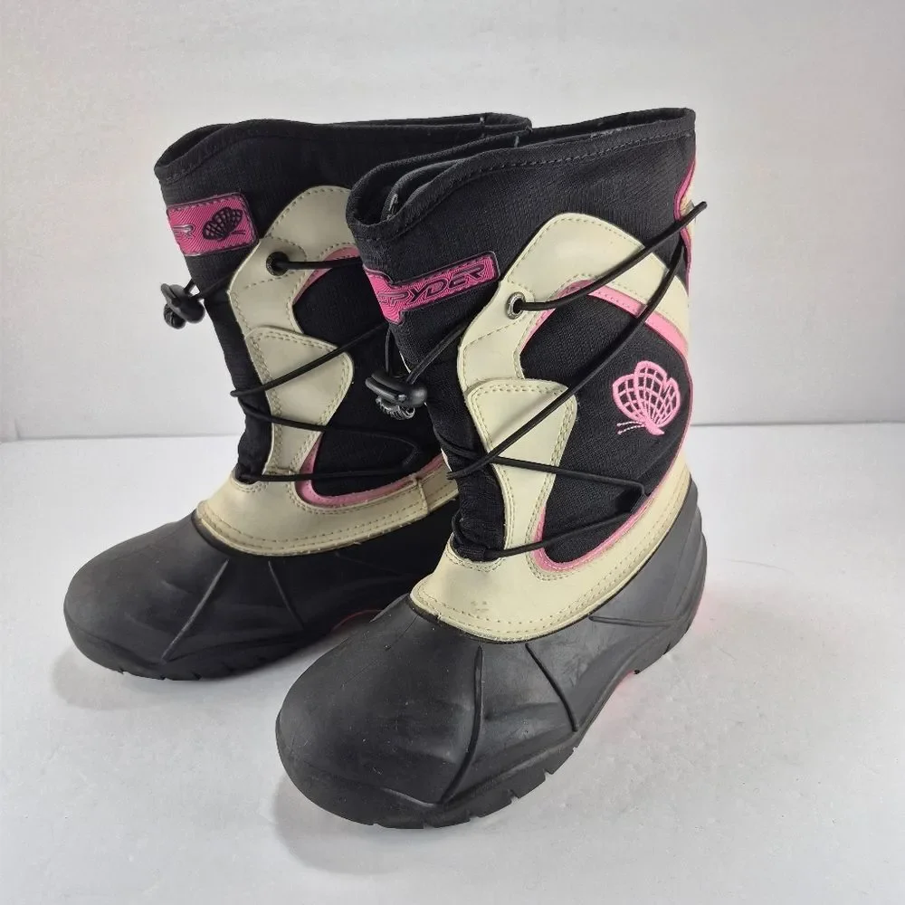 Spyder Insulated Snow Boots with Butterfly Logo, Kids/Youth Size 1 Cozy Retro...